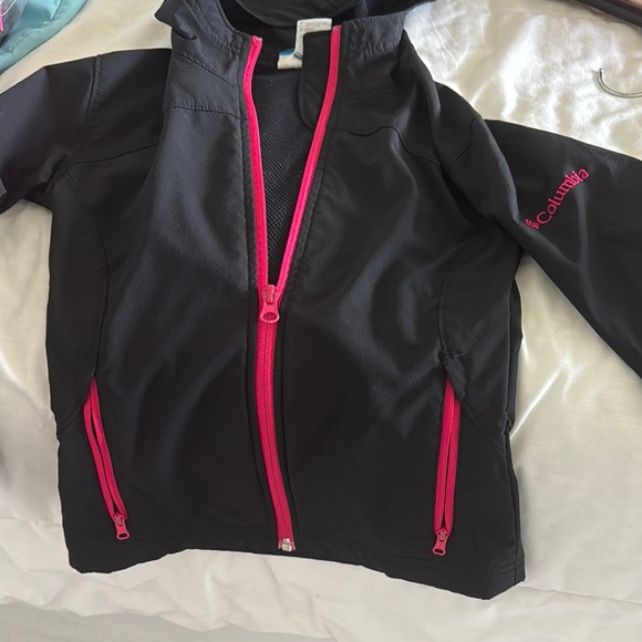 Columbia Other - Excellent shape looks new: Columbia Black Jacket with Pink Embroidery